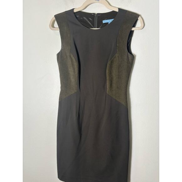Antonio Melani Brownish Gray Sleeveless Mixed Media Knee Length Sheath Dress 0 - Picture 1 of 2